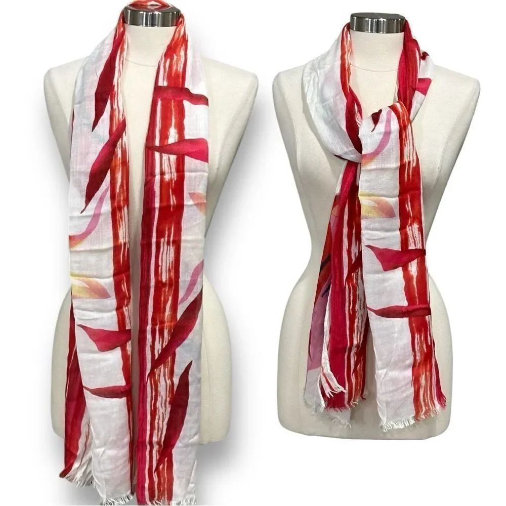 COLLECTION EIGHTEEN Women’s Floral Print Scarf 74X27” in Red/Cream Combo